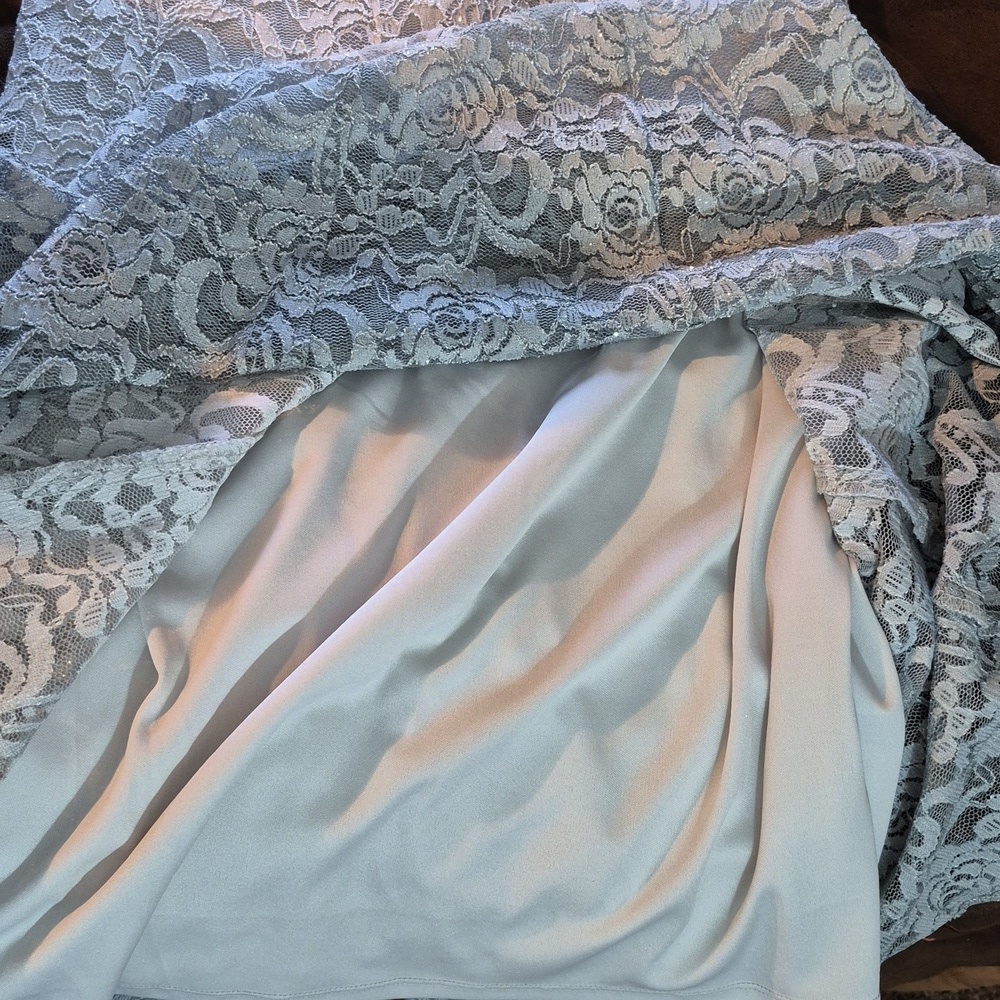 Elegant Lace Womens Dress in Gray, With Lots Of Sparkle, Gray/ Silver. - Picture 9 of 11